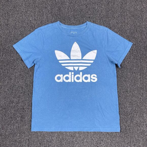Adidas T Shirt Adicolor Trefoil Blue Tee Unisex Youth Short Sleeve Size Large - Picture 1 of 5